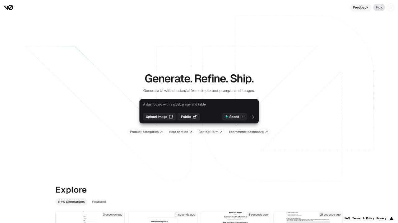 V0.dev(图1) v0 by Vercel - v0.dev.jpg