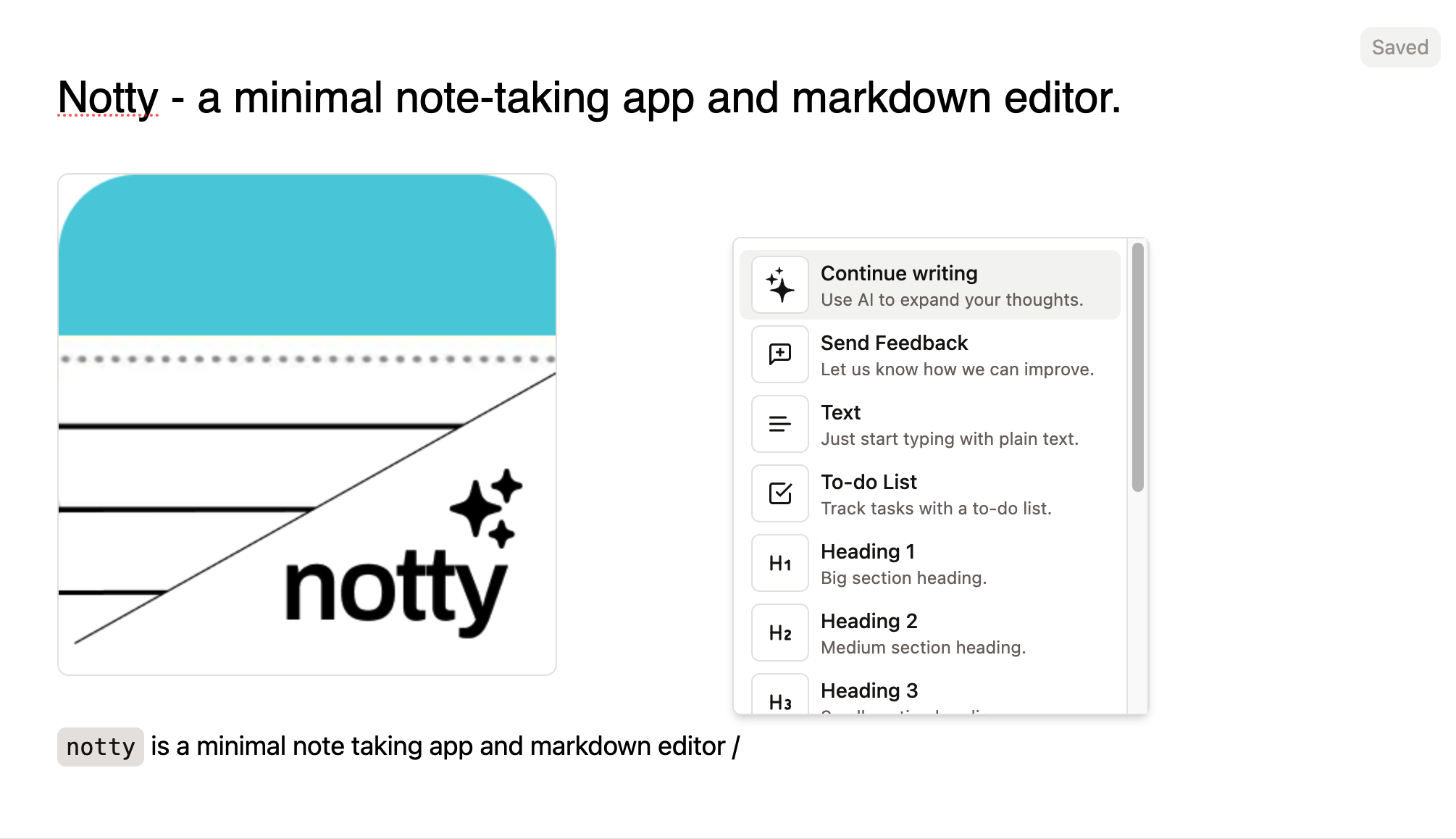 Notty:一款AI驱动的简洁快速笔记应用和Markdown编辑器