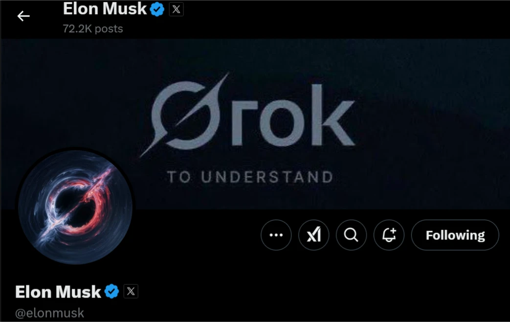 埃隆·马斯克的xAI Grok 发布新Logo(图2) 马斯克本人在他的社交媒体上也使用了这个新Logo的彩色版本.webp