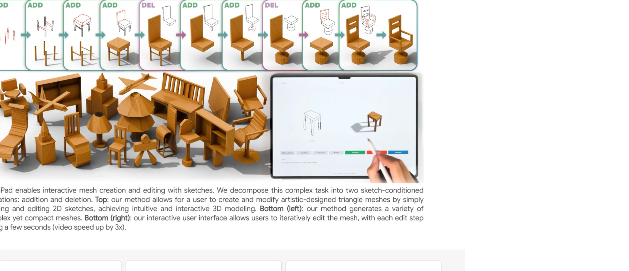 MeshPad:草图驱动的3D网格生成与编辑工具