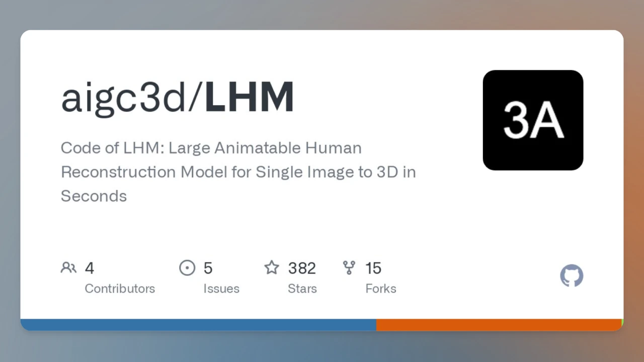 LHM：阿里推出的单张图像重建出可动画化的3D人体模型