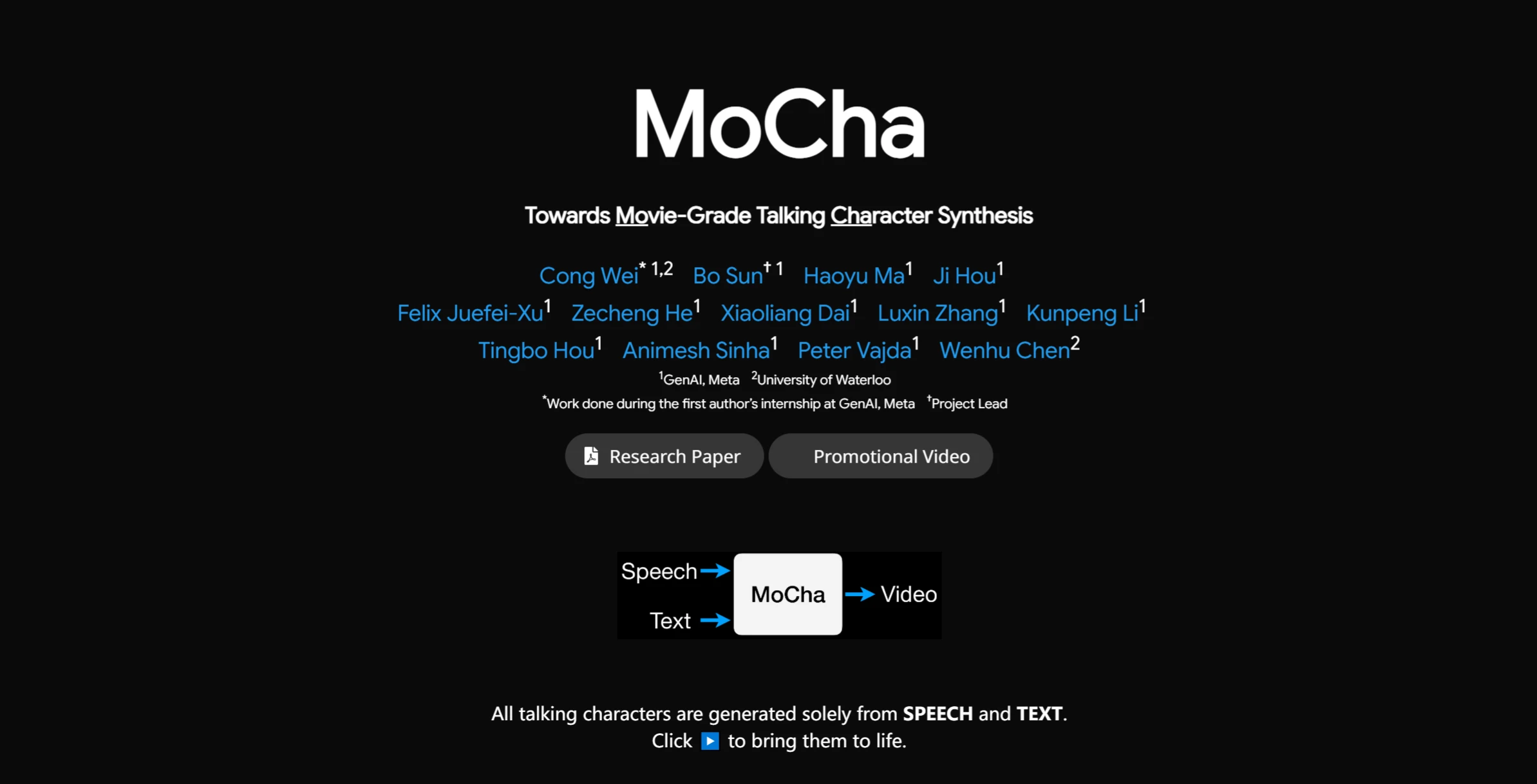 MoCha:Meta推出的首个能实现电影级说话角色生成的DiT模型