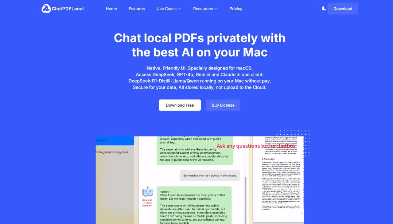 ChatPDFLocal:专为Mac用户设计的本地PDF阅读和处理工具 ChatPDFLocal:专为Mac用户设计的本地PDF阅读和处理工具.webp