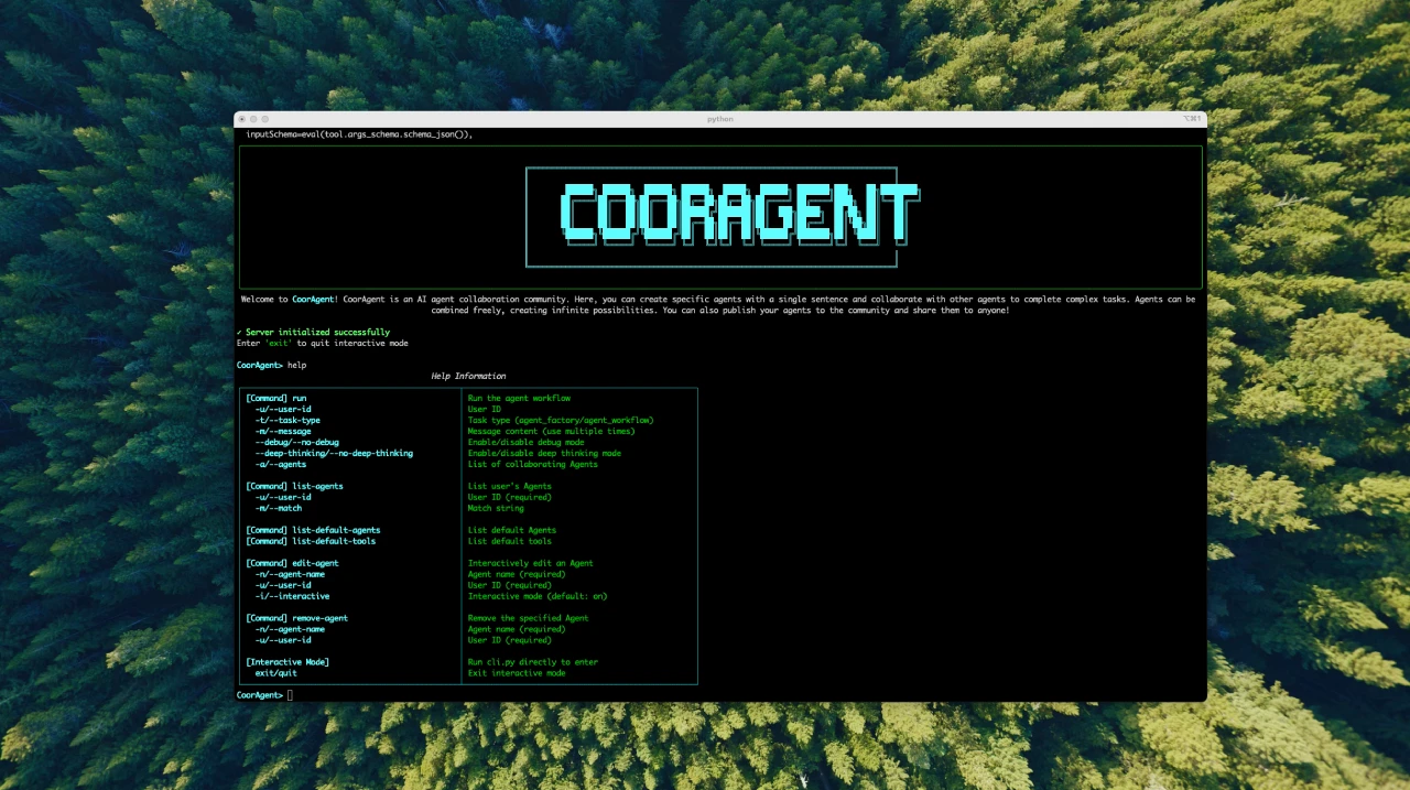 Cooragent:一个开源的AI智能体协作社区,一句话即可创建智能体 Cooragent:一个开源的AI智能体协作社区,一句话即可创建智能体.webp