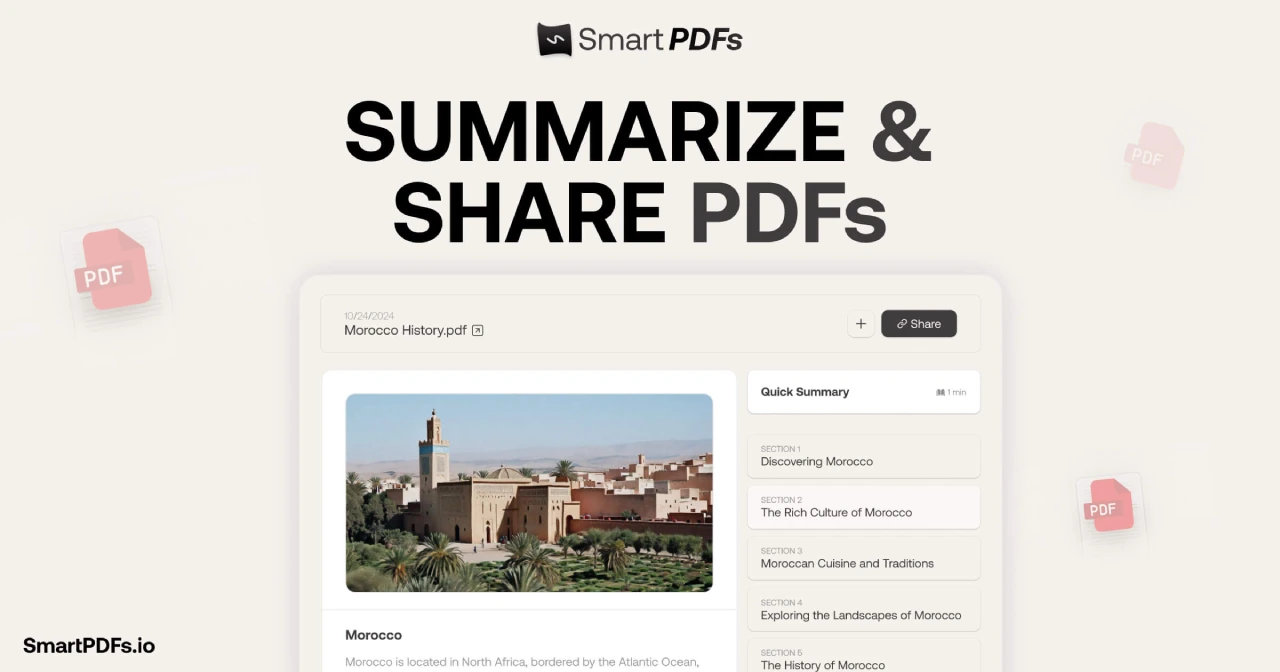 SmartPDFs:一款快速总结和分段PDF文档的AI工具 SmartPDFs:一款快速总结和分段PDF文档的AI工具.webp
