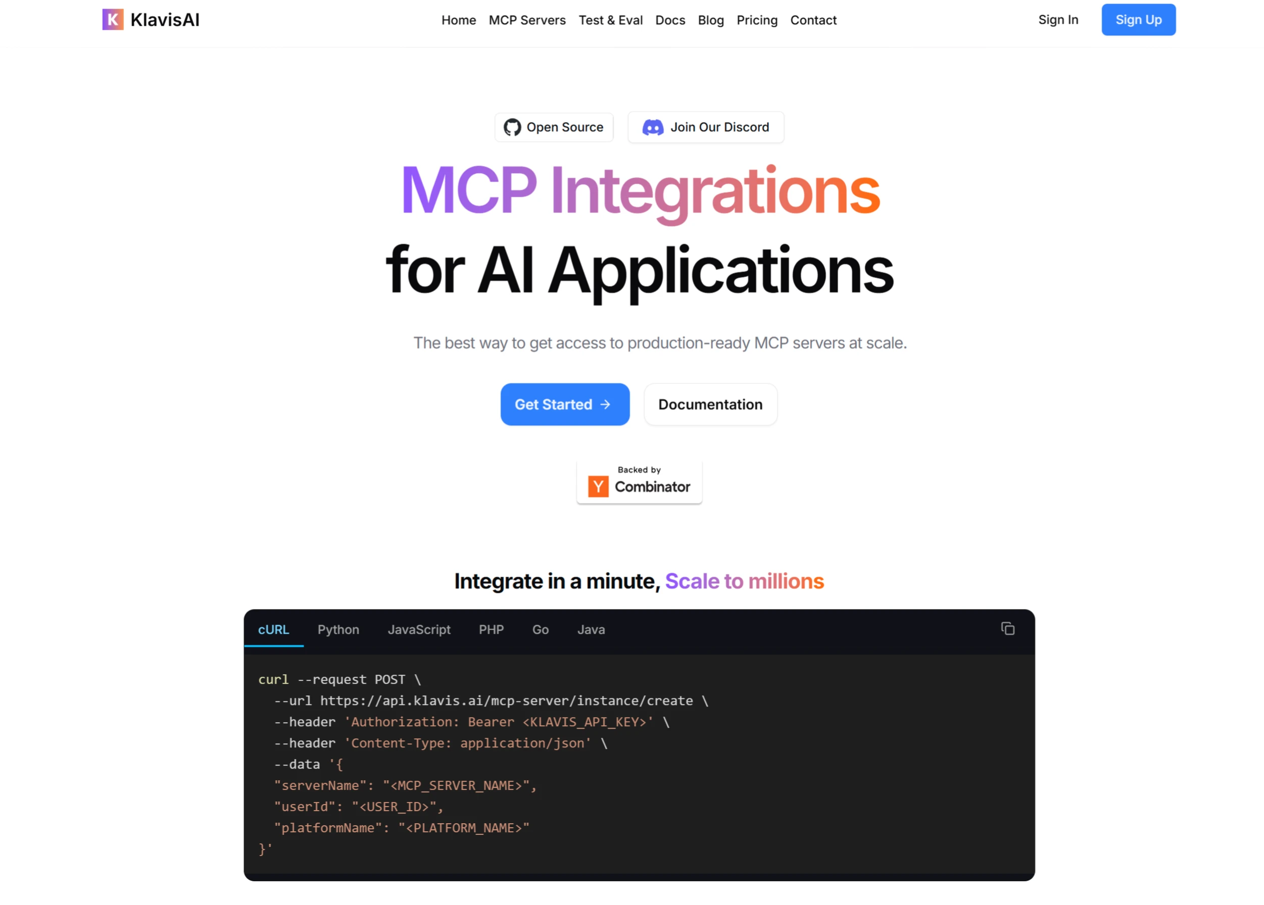 Klavis AI(图1) Klavis AI:一个专注于简化MCP的使用和集成的开源平台.webp