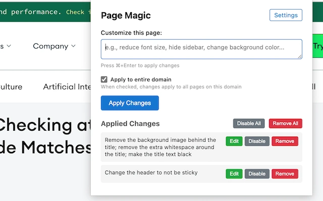 Page Magic:通过自然语言直接修改网页外观的Chrome插件