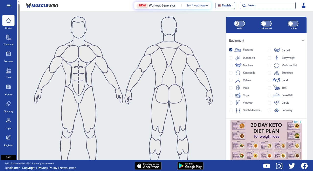 MuscleWiki:一个免费且功能强大的健身指南工具 MuscleWiki:一个免费且功能强大的健身指南工具
