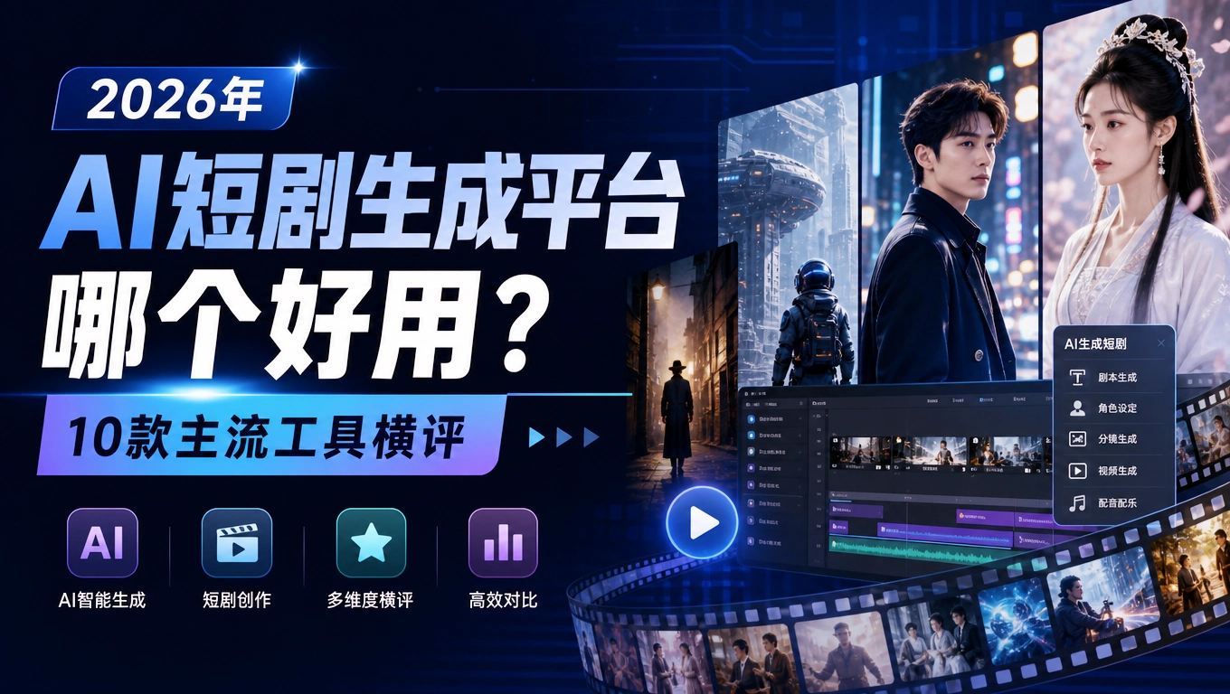 2026年AI短剧生成平台哪个好用?10款主流工具横评(图1) 2026年AI短剧生成平台哪个好用?10款主流工具横评