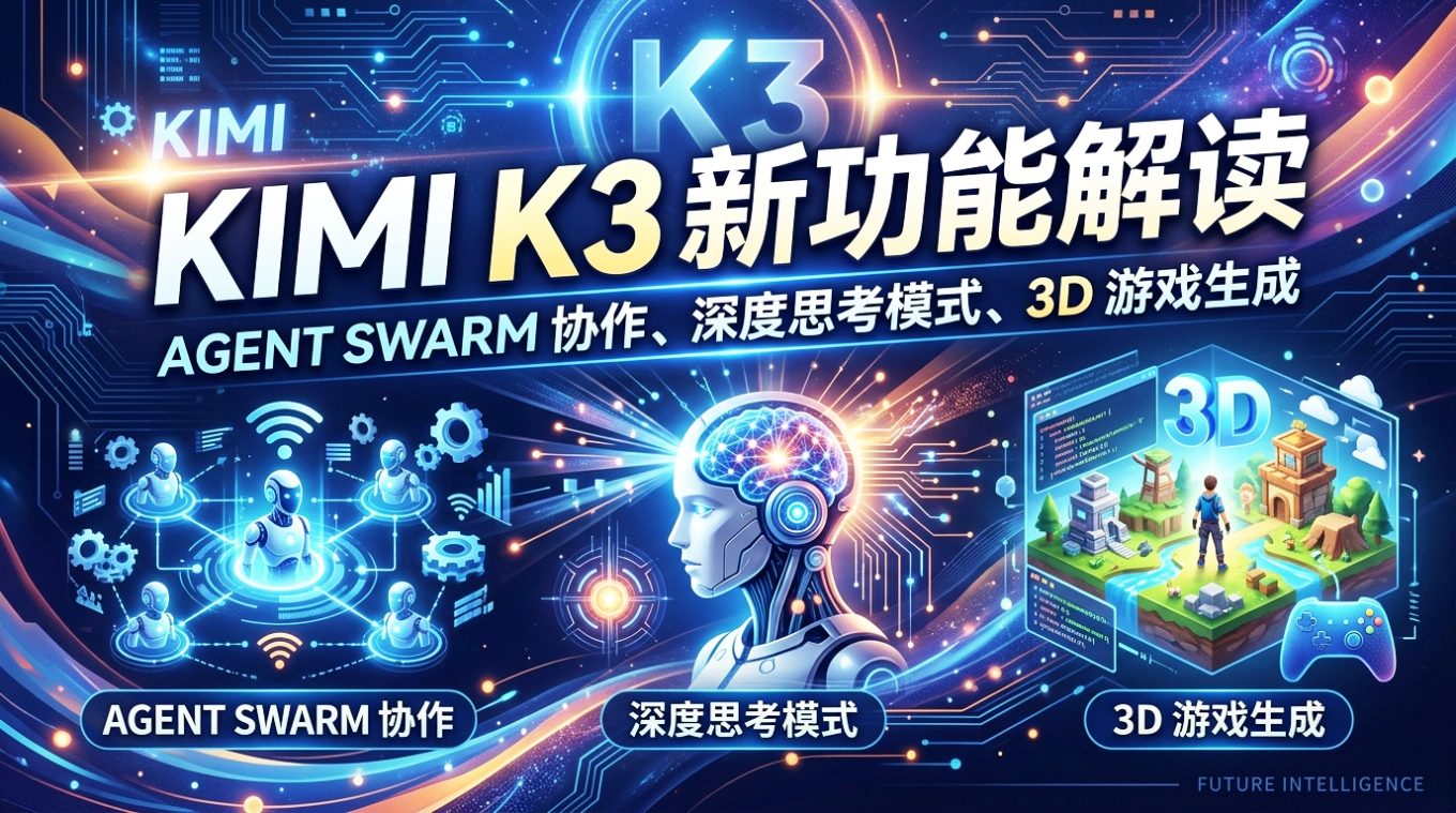 Kimi K3新功能解读:Agent Swarm协作、深度思考模式、3D游戏生成